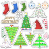 Diverse Kerstmis Thema Symbolen Sticker (Voorkant)