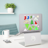 Diverse Kerstmis Thema Symbolen Sticker (Laptop op bureau)