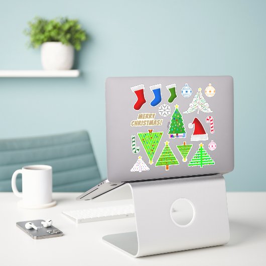 Diverse Kerstmis Thema Symbolen Sticker (Laptop op bureau)
