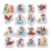 Diverse Kids with Disabilities and Superpowers, In Sticker (Voorkant)