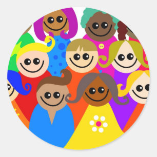 Diverse Kinderen Ronde Sticker