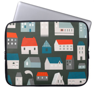 Diverse kleine huizen. Papiersnijstijl. Flat d Laptop Sleeve