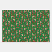 Diverse kleur rendieren met klokken en kransen inpakpapier vel (Voorkant 3)