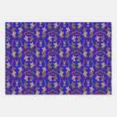 Diverse kleur rendieren met klokken en kransen inpakpapier vel (Voorkant)