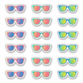 Diverse Kleuren Spiegelzonnebril Stickers (Voorkant)