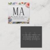 Diverse kleurrijke bloemen | Monogram Vierkante Visitekaartje (Voorkant / Achterkant)