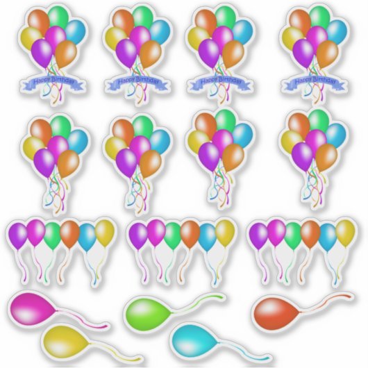 Diverse Kleurrijke Feestelijke Ballons Veelvoudige Sticker (Voorkant)