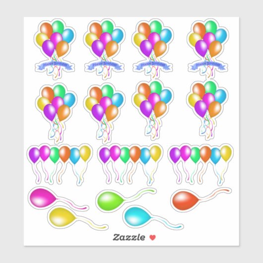 Diverse Kleurrijke Feestelijke Ballons Veelvoudige Sticker (Vel)