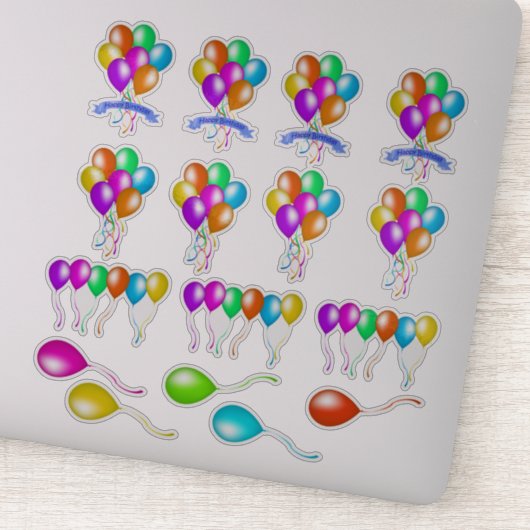 Diverse Kleurrijke Feestelijke Ballons Veelvoudige Sticker (Detail)