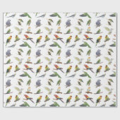 Diverse kleurrijke papegaaien cadeaupapier (Vlak)