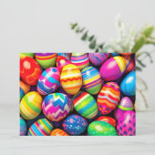 Diverse kleurrijke retro paaseieren feestdagenkaart (Staand voorkant)