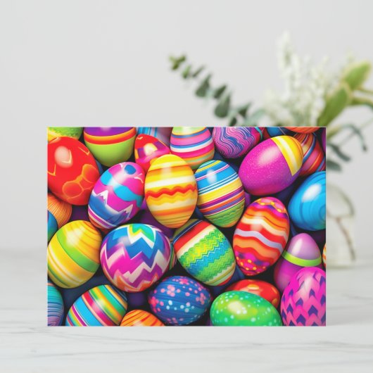 Diverse kleurrijke retro paaseieren feestdagenkaart (Staand voorkant)