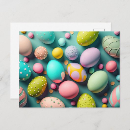 Diverse kleurrijke Schattigee paaseieren Briefkaart (Voorkant / Achterkant)