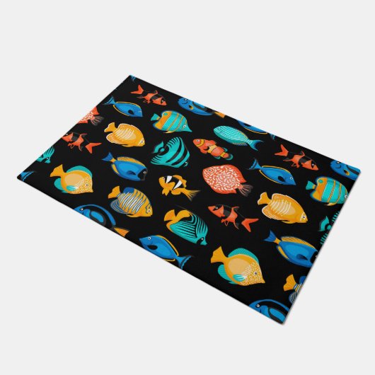 Diverse kleurrijke tropische vispatronen deurmat (Schuin)