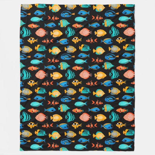 Diverse kleurrijke tropische vispatronen fleece deken (Voorkant)