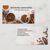 Diverse koffiebonen op tafel visitekaartje (Voorkant / Achterkant)