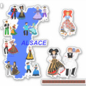 Diverse kostuums uit de Elzas, Frankrijk Sticker (Voorkant)