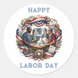 Diverse Medics Patriottische Dag van de Arbeid Tea Ronde Sticker