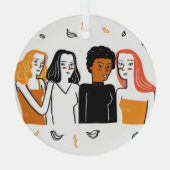 Diverse meisjes, verschillende nationaliteiten sam glas ornament (Achterkant)