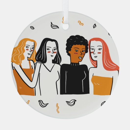 Diverse meisjes, verschillende nationaliteiten sam glas ornament (Achterkant)