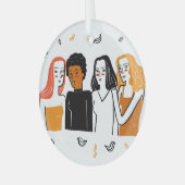 Diverse meisjes, verschillende nationaliteiten sam glas ornament (Voorkant links)