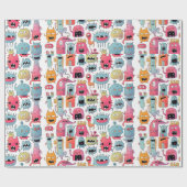 Diverse monsterfiguren cadeaupapier (Vlak)