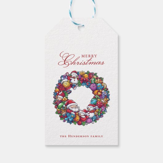 Diverse Motieven Vrolijk Kerstfeest Custom name Cadeaulabel (Achterkant)