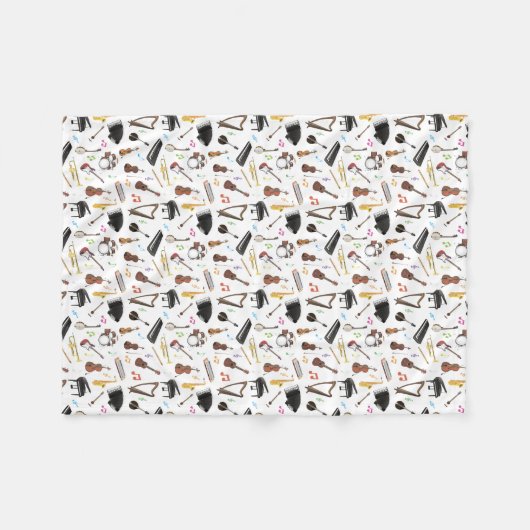 Diverse muziekinstrumenten fleece deken (Voorkant (Horizontaal))