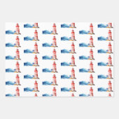 Diverse Nautical Ahoy Boy Lighthouse  Baby Shower Inpakpapier Vel (Voorkant 2)