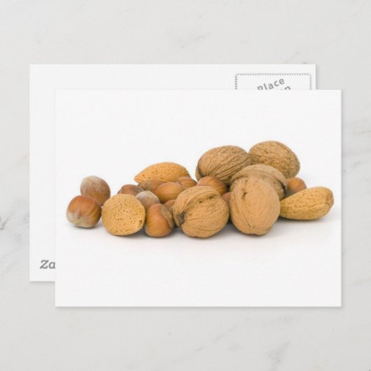 Diverse noten, met inbegrip van hazelnoten walnote briefkaart (Voorkant / Achterkant)