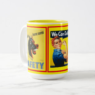 Diverse oude Amerikaanse Klassieke Posters Collage Tweekleurige Koffiemok