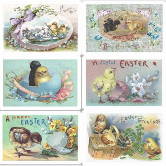 Diverse  paaskuikens en eitjes sticker (Voorkant)