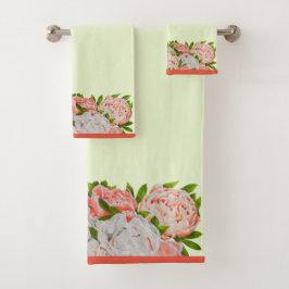 Diverse pioenen op een badkamerhanddoekset bad handdoek