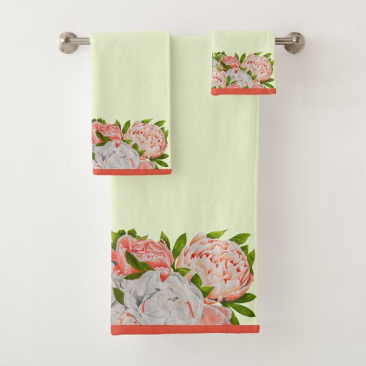 Diverse pioenen op een badkamerhanddoekset bad handdoek (Insitu)