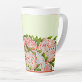 Diverse pioenen op een grote latte Mok