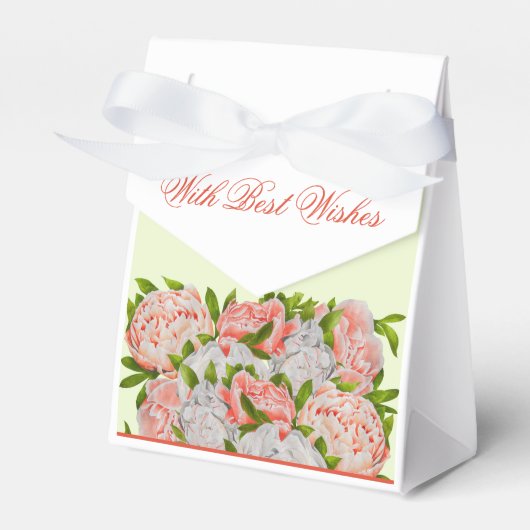 Diverse pioenen op een gunstbox bedankdoosjes (Voorkant Zijde)