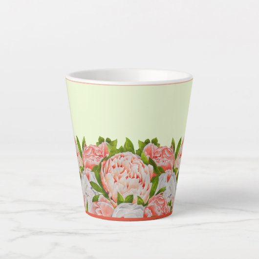 Diverse pioenen op een kleine latte Mok (Voorkant)