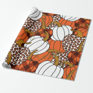 Diverse pompoenen. Luipaard, oranje, wit en goed Cadeaupapier