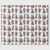 Diverse poppen witte kerst cadeaupapier (Vlak)