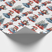 Diverse poppen witte kerst cadeaupapier (Hoek)