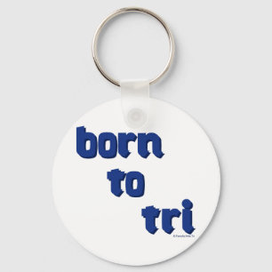 Diverse producten met de "geboren tot tri"-logo sleutelhanger