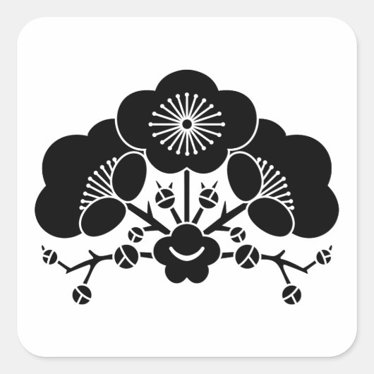 Diverse pruimenbloesems vierkante sticker (Voorkant)