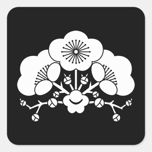 Diverse pruimenbloesems vierkante sticker (Voorkant)