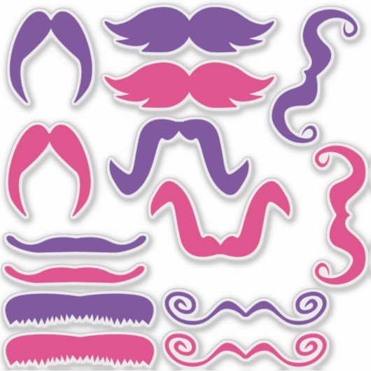 Diverse roze en Paarse snor Sticker (Voorkant)