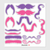 Diverse roze en Paarse snor Sticker (Vel)