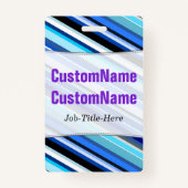 diverse schaduwen van blauwe strepen; Persoonlijke Badge (Voorkant)