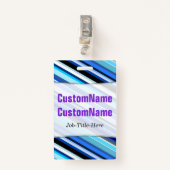 diverse schaduwen van blauwe strepen; Persoonlijke Badge (Voorkant met clip)