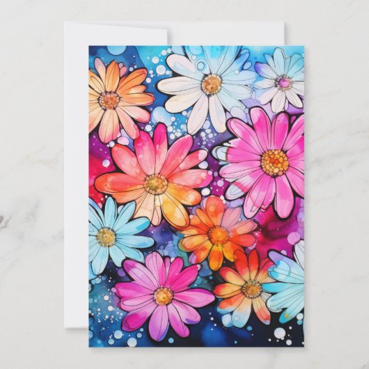 Diverse Schattigee Abstracte Daisy Flowers Verjaar Kaart (Achterkant)