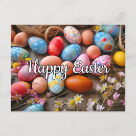 Diverse Schattigee kleurrijke eitjes Happy Easter Briefkaart