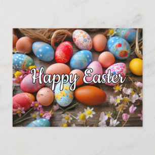 Diverse Schattigee kleurrijke eitjes Happy Easter Briefkaart